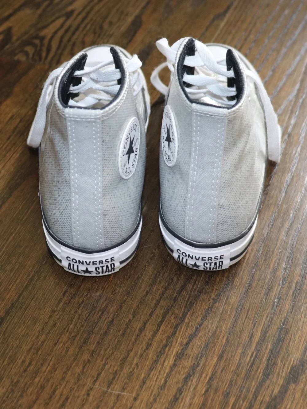 Converse Chuck Taylor All Star Glitter High Top Sneaker Shoes Size 3.5 Silver - Picture 8 of 11